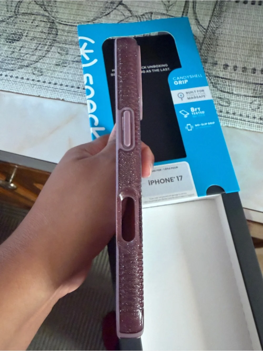 speck CandyShell Grip Case for iPhone 17 - Sparkle Plum